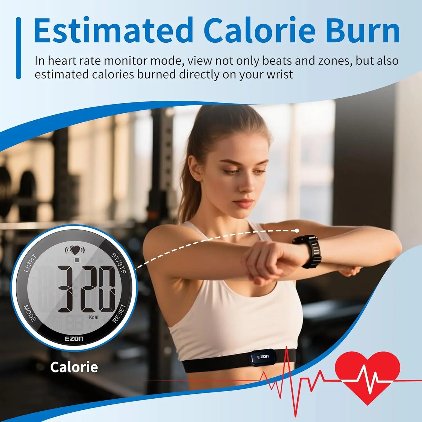 50M Waterproof Heart Rate Monitor Sport Fitness Watch Men Women Outdoor Cycling Sport Wireless With Chest Strap Heart Rate