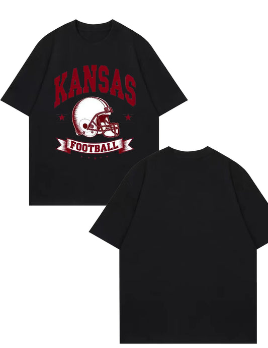 Kansas Football Helmet Graphic T Shirt Men Women Fashion Casual Streetwear Oversized White T Shirt