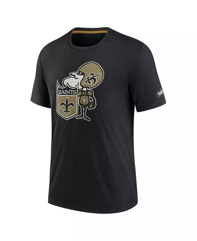 Nike | Men's Black New Orleans Saints Rewind Playback Logo Tri-Blend T-shirt