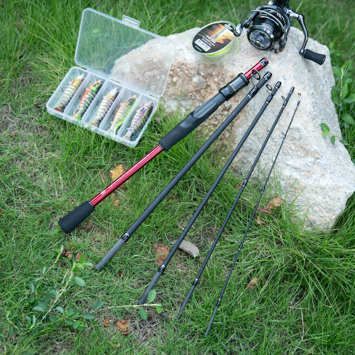 Goture Spinning Fishing Rod M/MH 6 Sections Ultralight  24T Carbon Fiber Lure Pole