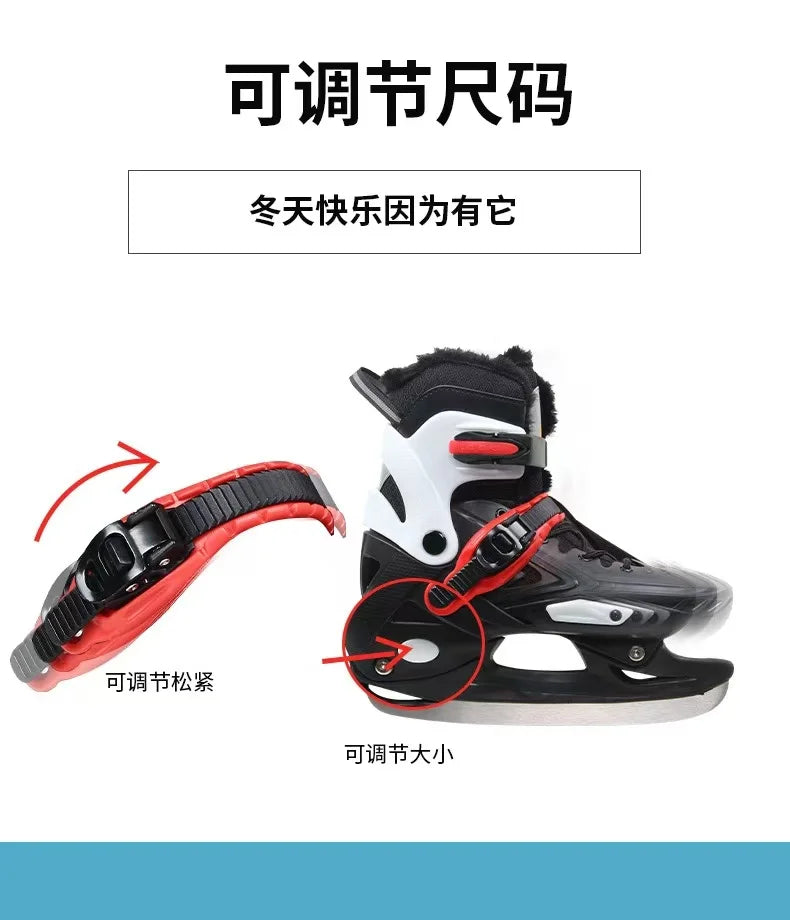 Children's Hardshell Skates, Plus Warm Fleece Speed Skates Shoes, Adult Skates, Real Skates,