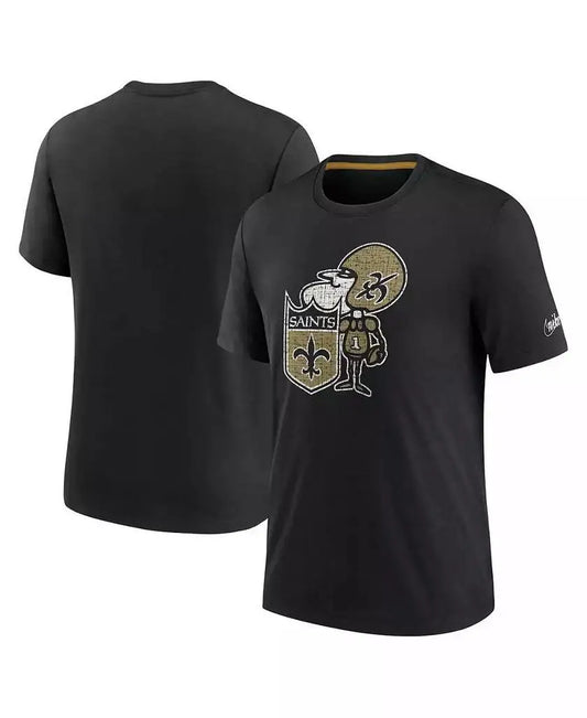 Nike | Men's Black New Orleans Saints Rewind Playback Logo Tri-Blend T-shirt