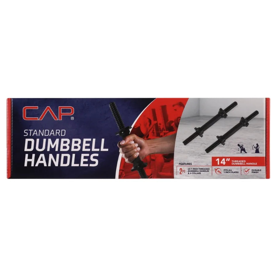 Standard 14" Threaded Dumbbell Handle Set, Black