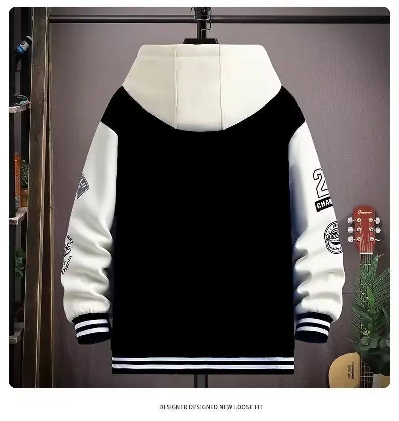 Men's Hooded Baseball Jersey   High Street Fashion Men's Clothing High Quality Coat