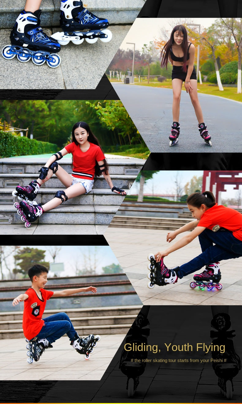 Adult the Skating Shoes Student Flash Adjustable Roller Skates  Foam Wheel Men and Women