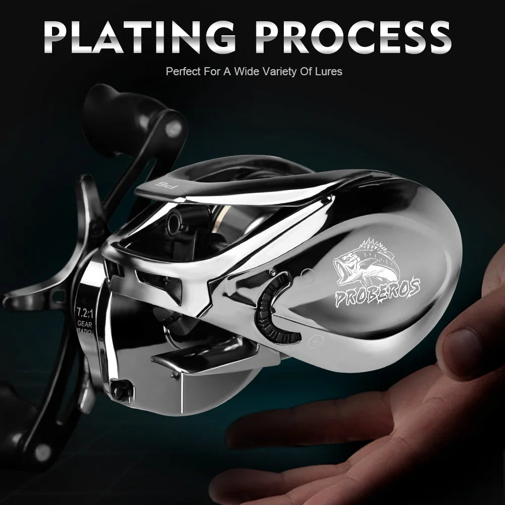 Baitcasting Reel 7.2:1 Gear Ratio 5+1BB Bearings Drag Alarm Long Cast Anti-Tangle