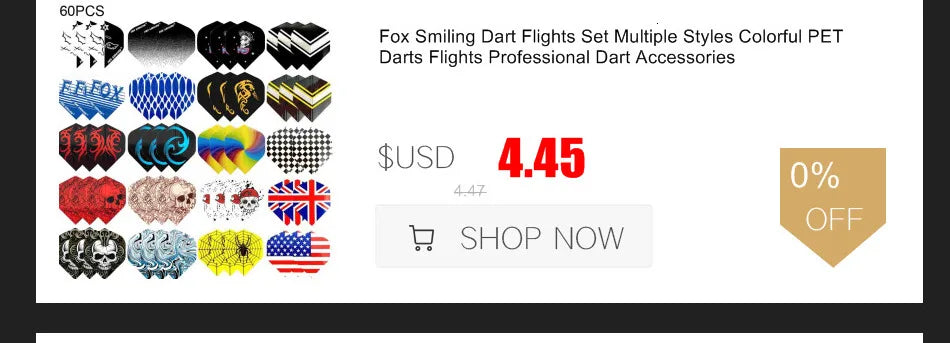 Fox Smiling Dart Flights Set Multiple Styles Colorful PET Darts Flights
