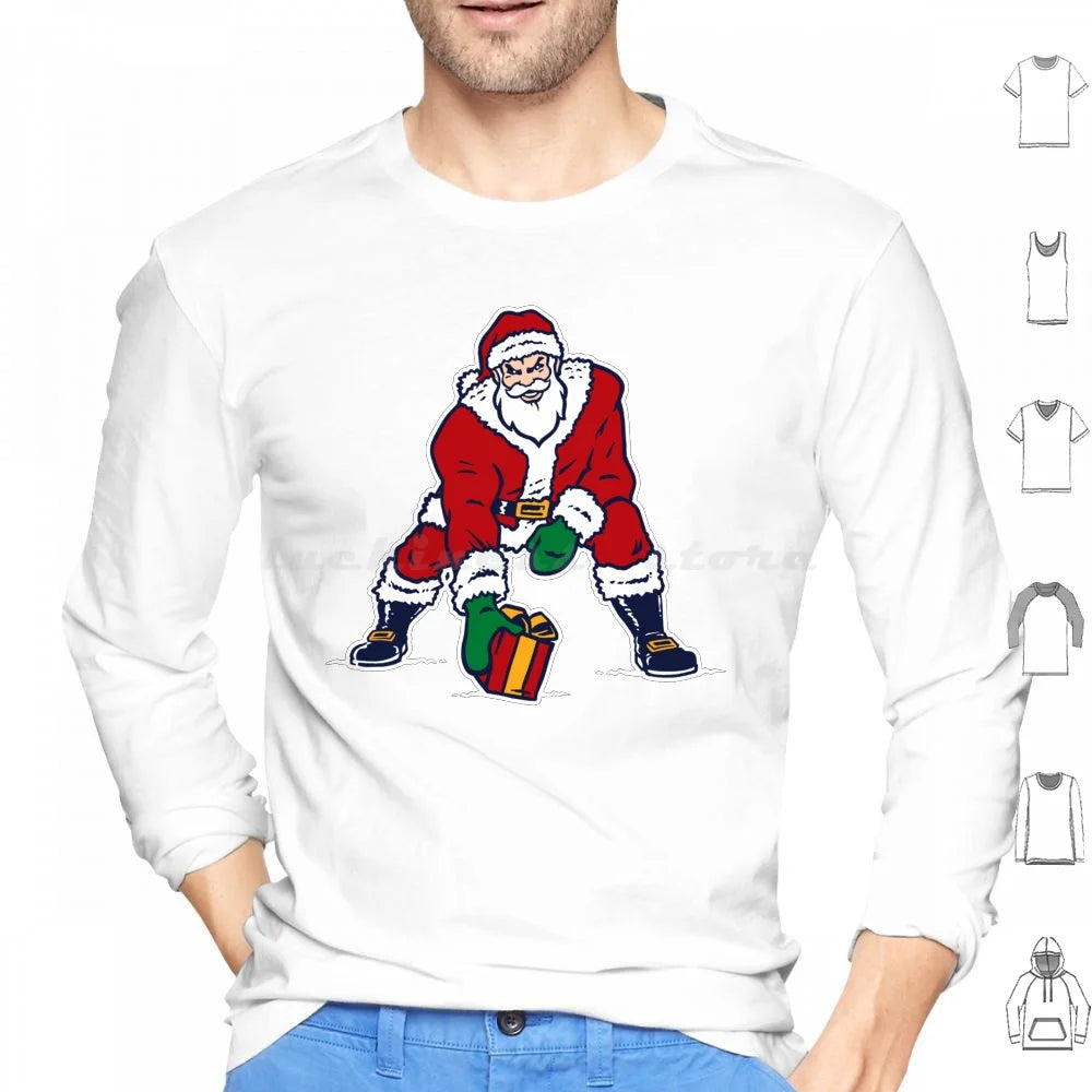 Old School Patriots Santa Logo Hoodies Long Sleeve Santa Santa Claus Christmas Football