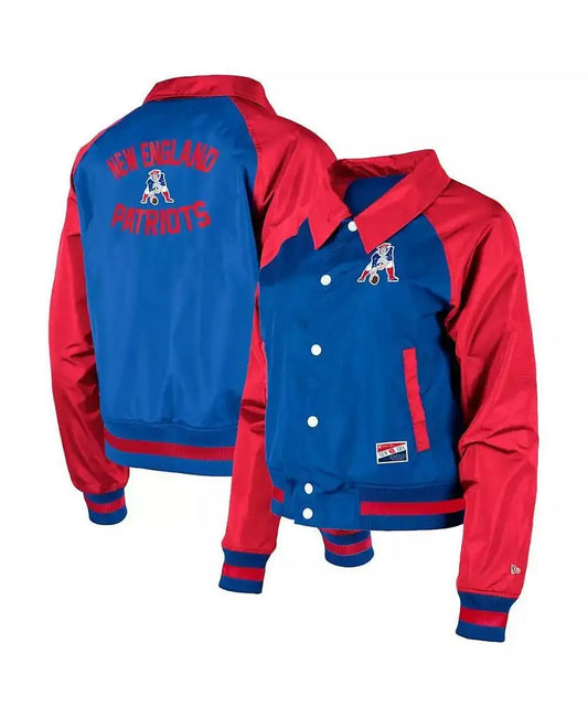 New Era | Women's Royal New England Patriots Coaches Raglan Full-Snap Jacket