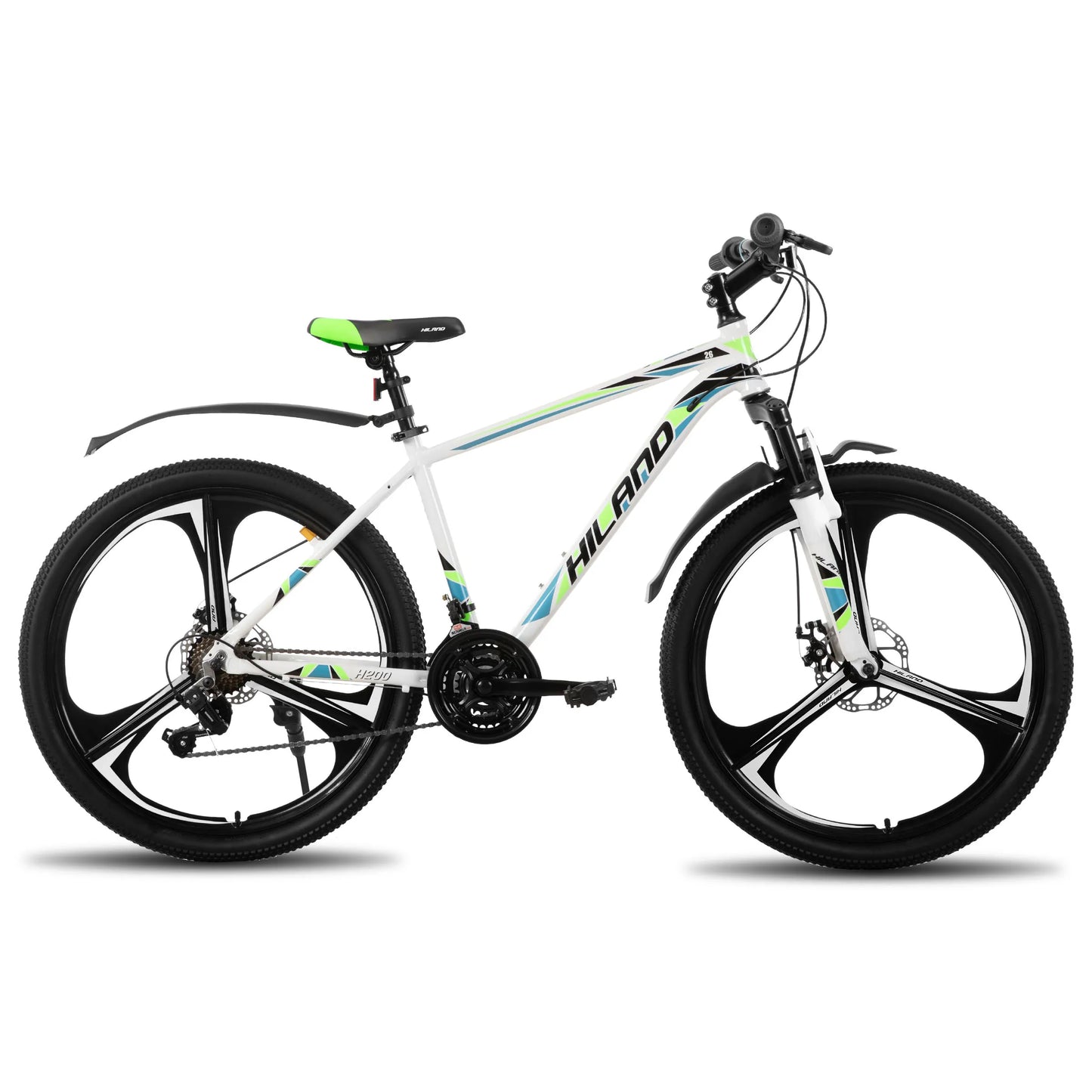 HILAND Mountain Bike, 3 Spokes, 18 Speeds Drivetrain, Aluminum Frame 26 Inch Wheels,