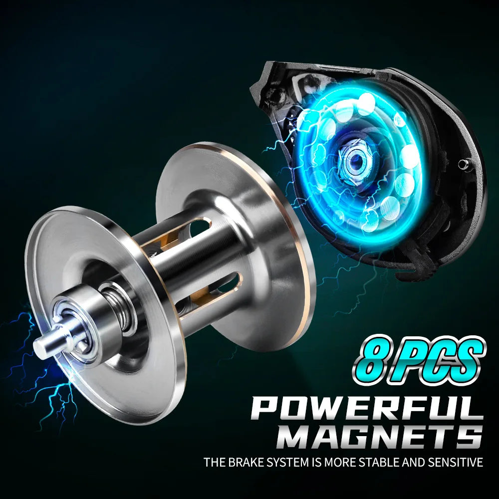 Baitcasting Reel 7.2:1 Gear Ratio 5+1BB Bearings Drag Alarm Long Cast Anti-Tangle