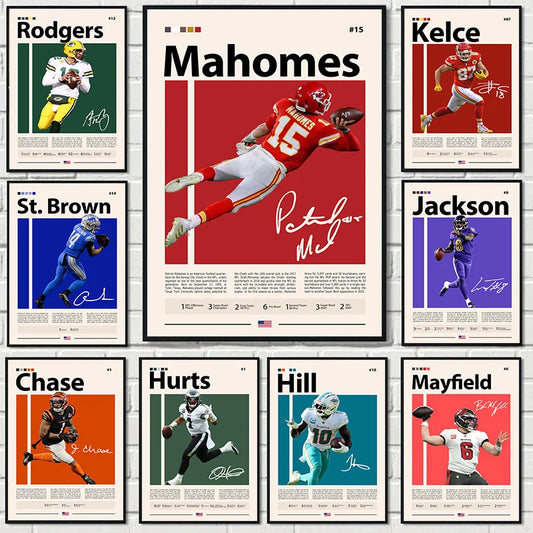 Famous American Football Star Player Rodgers Sports Motivational Quotes Poster