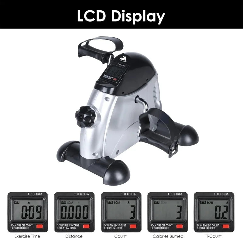 Under Desk Bike Pedal Exerciser,Evoland Indoor Cycling Exerciser Bike Silver,Holds 240 Lb