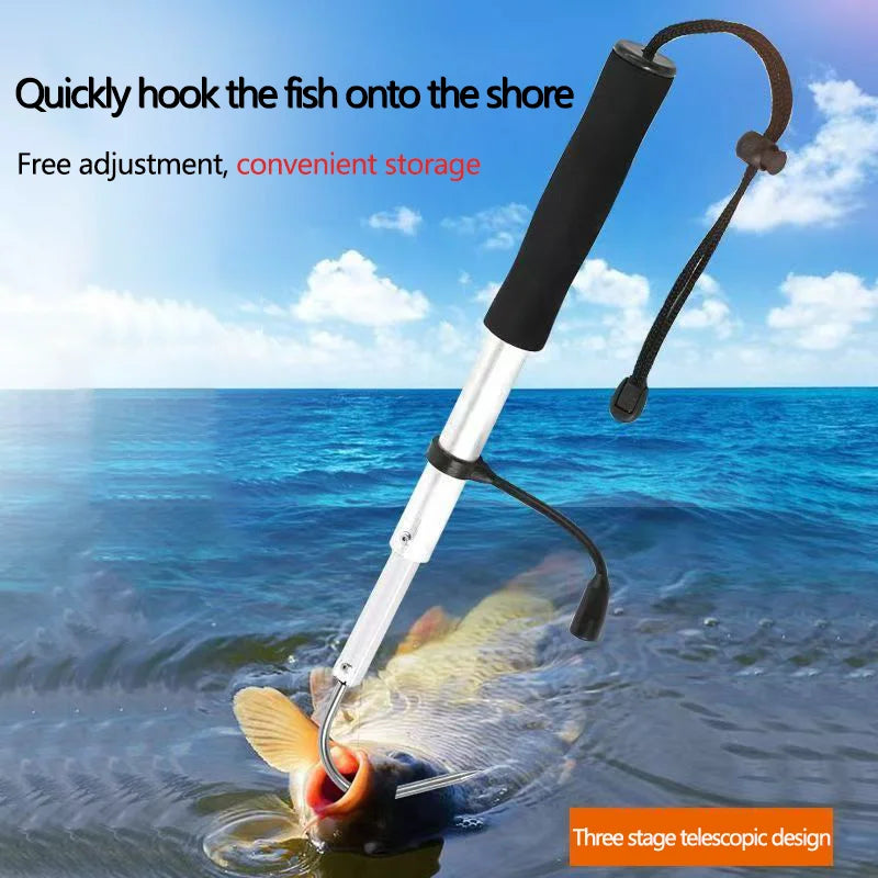 Telescopic Fish Gaff Hook,About 28-60cm Stainless Steel Ice Sea Fishing