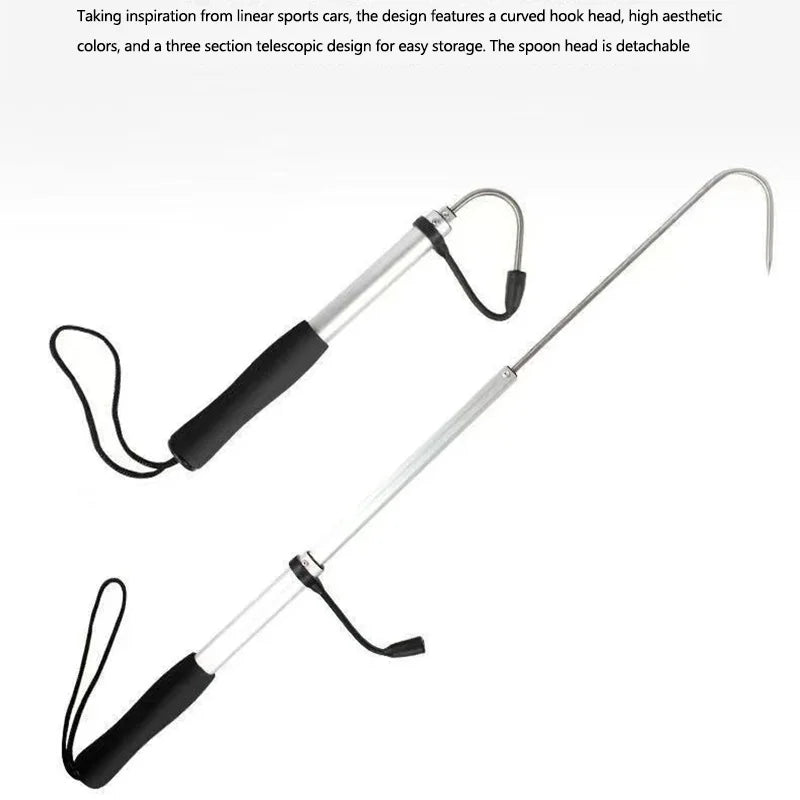 Telescopic Fish Gaff Hook,About 28-60cm Stainless Steel Ice Sea Fishing