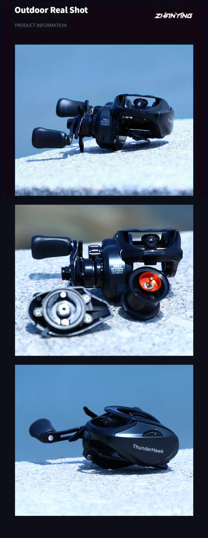 ThunderHawk Baitcasting Reel 7.0:1 Gear Ratio 4.5kg Max Drag Saltwater