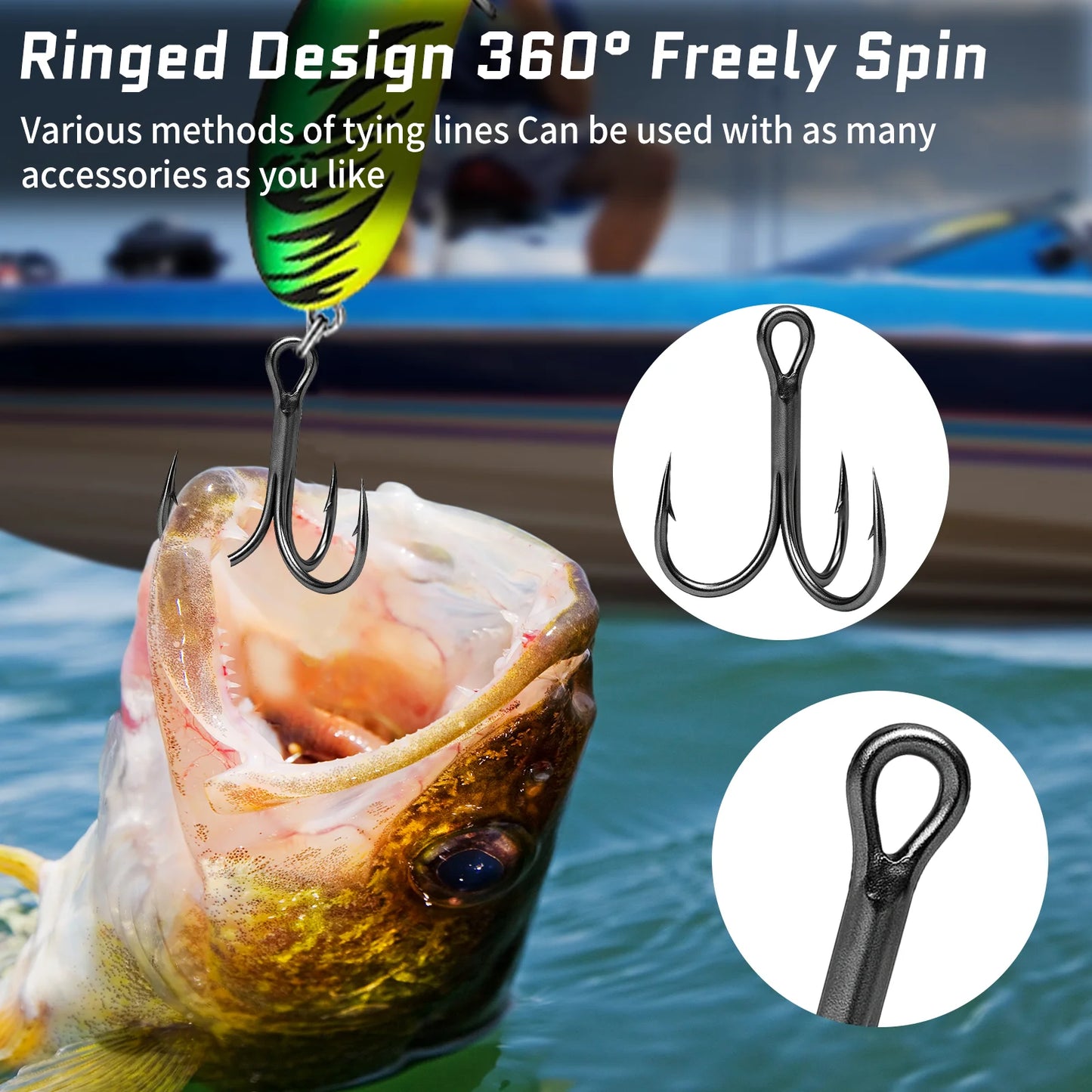 9KM 10Pcs Fishing Treble Hooks 3X Triple Hook Sea Fishing
