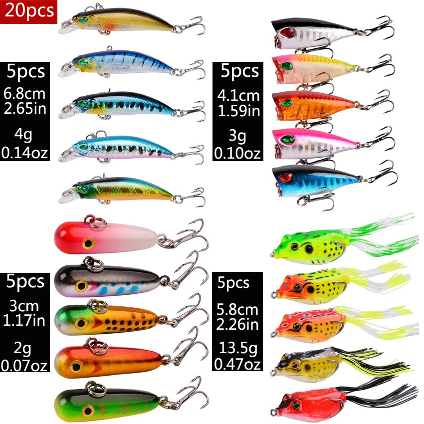 Fishing Lure Kit Soft and Hard Bait Set Gear Layer Frog Minnow Metal Jig Spoon Bait
