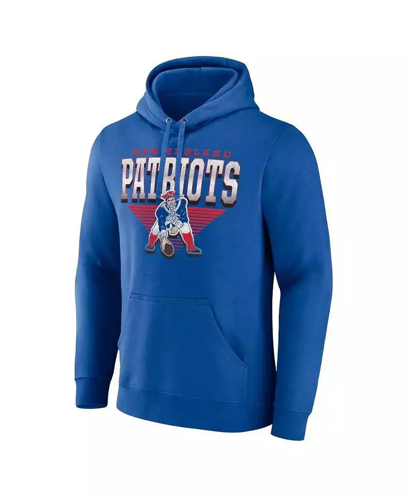 Men's Royal New England Patriots Chrome Geometric Pullover Hoodie for Training Exercise Sportswear