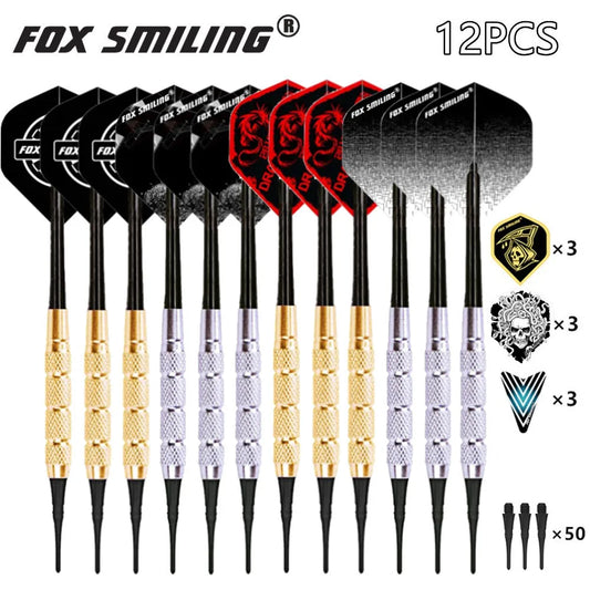 12PCS Fox Smiling 18g Electronic Soft  Darts With Nylon Darts Tips