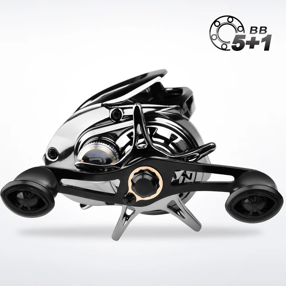 Baitcasting Reel 7.2:1 Gear Ratio 5+1BB Bearings Drag Alarm Long Cast Anti-Tangle