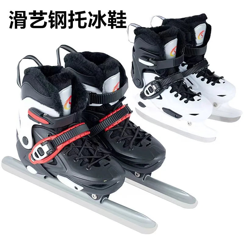 Children's Hardshell Skates, Plus Warm Fleece Speed Skates Shoes, Adult Skates, Real Skates,