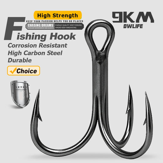 9KM 10Pcs Fishing Treble Hooks 3X Triple Hook Sea Fishing