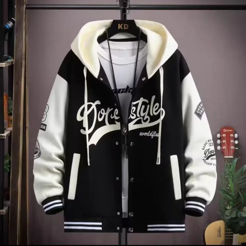 Men's Hooded Baseball Jersey   High Street Fashion Men's Clothing High Quality Coat