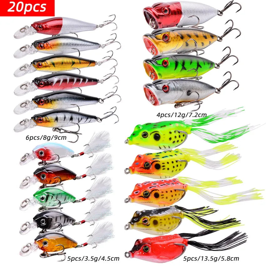 Fishing Lure Kit Soft and Hard Bait Set Gear Layer Frog Minnow Metal Jig Spoon Bait