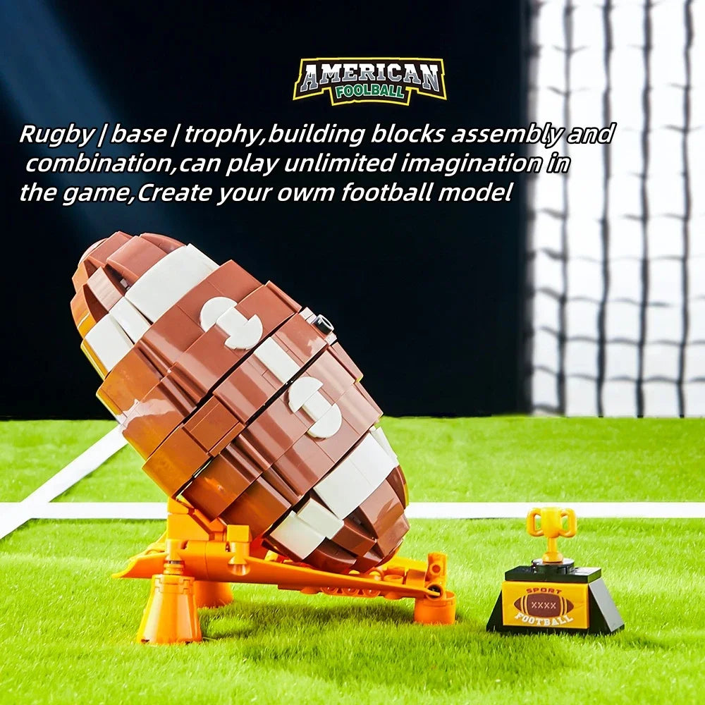 Sports Fan Building Blocks Football Helmet MOC Model  Bricks STEM Toys Gift Adults Kids