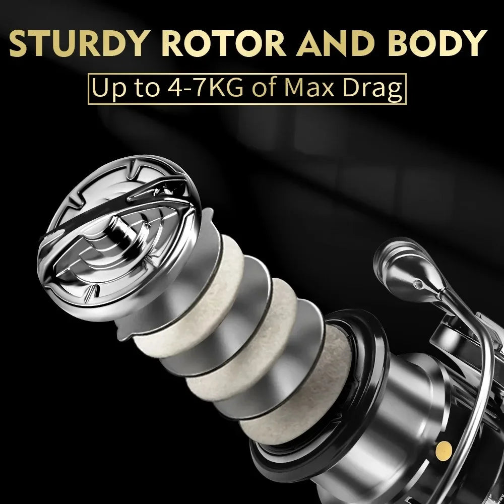 Spinning Reel 1000S 2000S 2500S 3000S CNC Metal Rocker Arm Casting  5.5:1 Gear Ratio 7+1BB Fishing Tackle