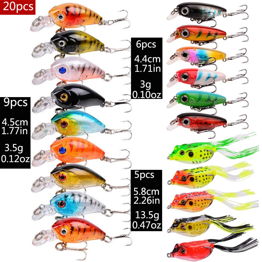 Fishing Lure Kit Soft and Hard Bait Set Gear Layer Frog Minnow Metal Jig Spoon Bait