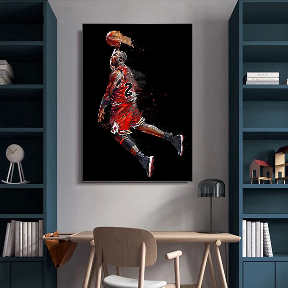 World Basketball Celebrities Wall Art Poster Dunk Mural Modern Home Decor Canvas