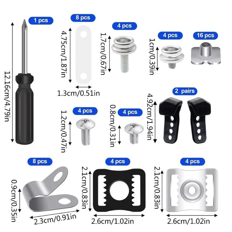 652F 31Pcs Football Helmets Repair kits Football Helmets Hardware kits Hockey Helmets Replacement Part for Hockey Baseball Sport