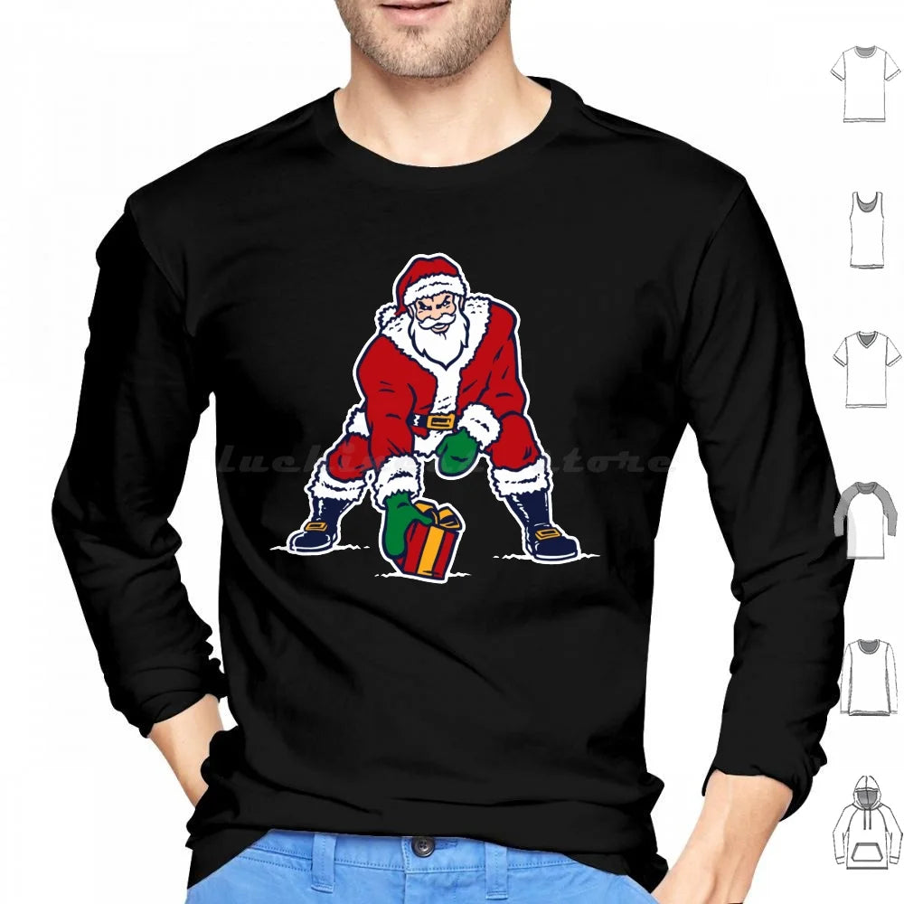 Old School Patriots Santa Logo Hoodies Long Sleeve Santa Santa Claus Christmas Football