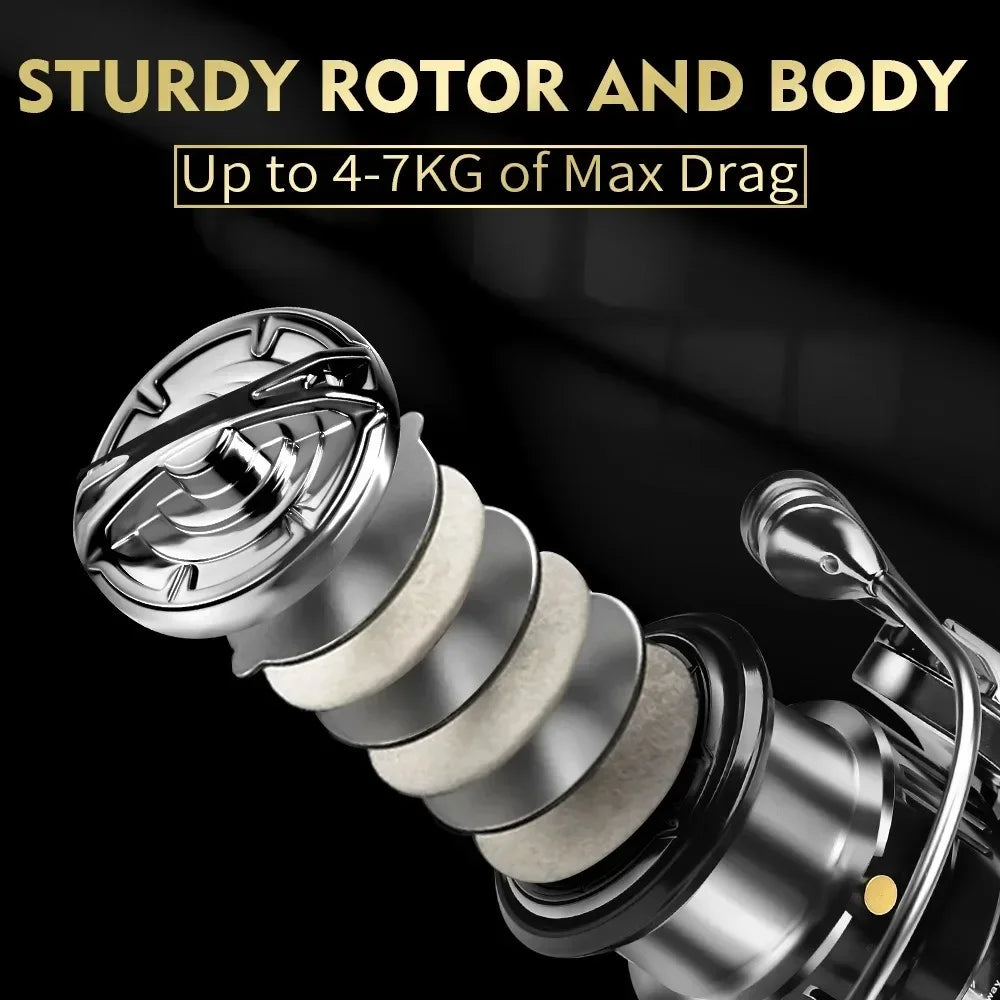 Spinning Reel 1000S 2000S 2500S 3000S CNC Metal Rocker Arm Casting  5.5:1 Gear Ratio 7+1BB Fishing Tackle