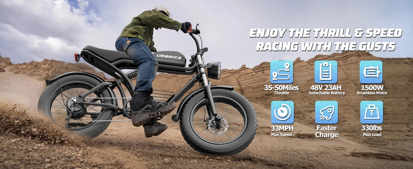 Electric Bike for Adults 3000W 1500W 32MPH 48V 23AH Max 75Miles Electric Motorcycle