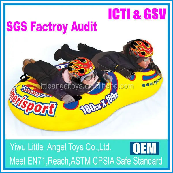 D02 61 Inch Large Double Snow Tube Tubes Sled Winter Inflatable Two Person Fun