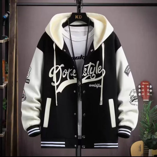 Men's Hooded Baseball Jersey   High Street Fashion Men's Clothing High Quality Coat