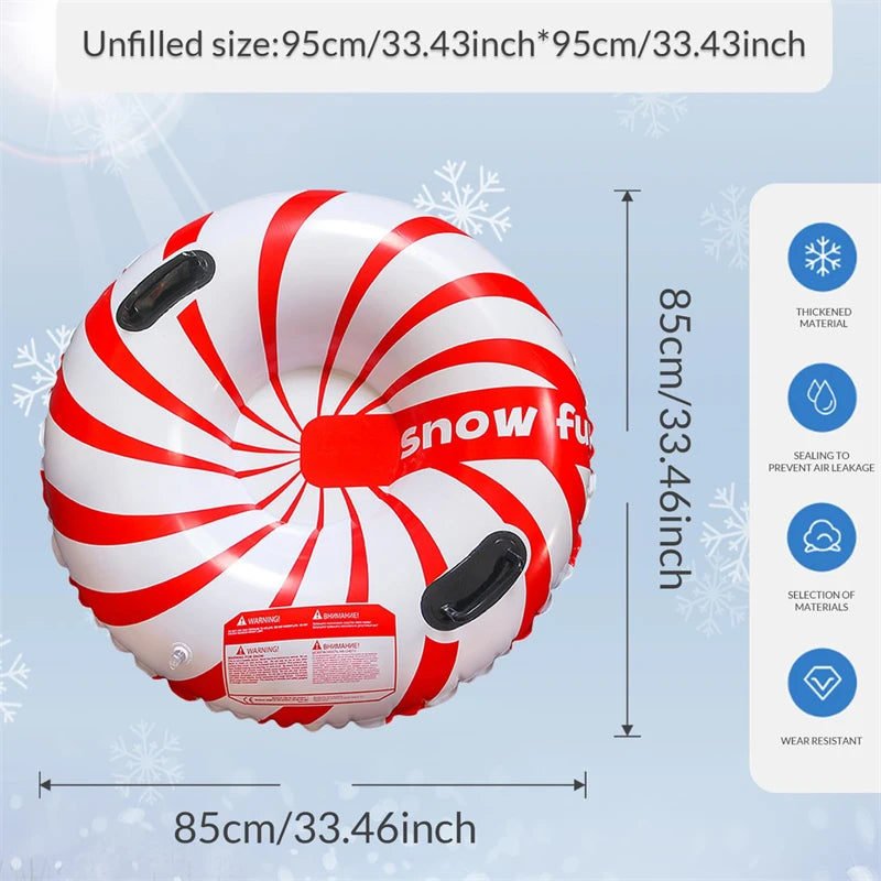 Snow Tube, Leakproof Thickened Wear-Resistant Heavy Duty Hard Bottom Sleds Snow with Handles