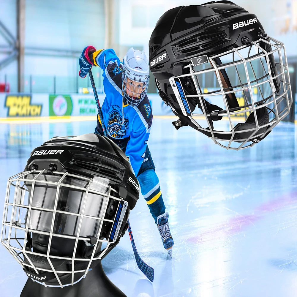 2024 New Model Senior Embedded Full size Hockey Helmet Clear visor Anti-Fog Anti-Scratch