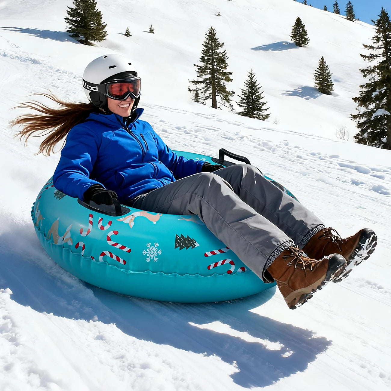 1PC PVC Hardy Inflatable Sleigh, Thickened Hard Bottom for Adults  , Winter Toy Outdoor