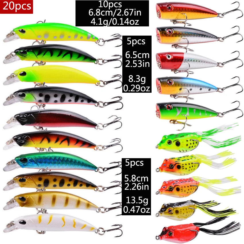 Fishing Lure Kit Soft and Hard Bait Set Gear Layer Frog Minnow Metal Jig Spoon Bait