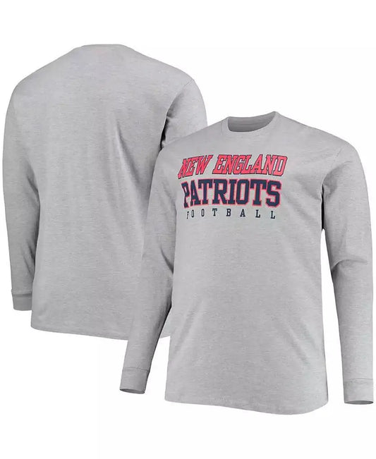 Men's Heathered Gray Long Sleeve Running T-Shirt New England Patriots Fitness Sportswear