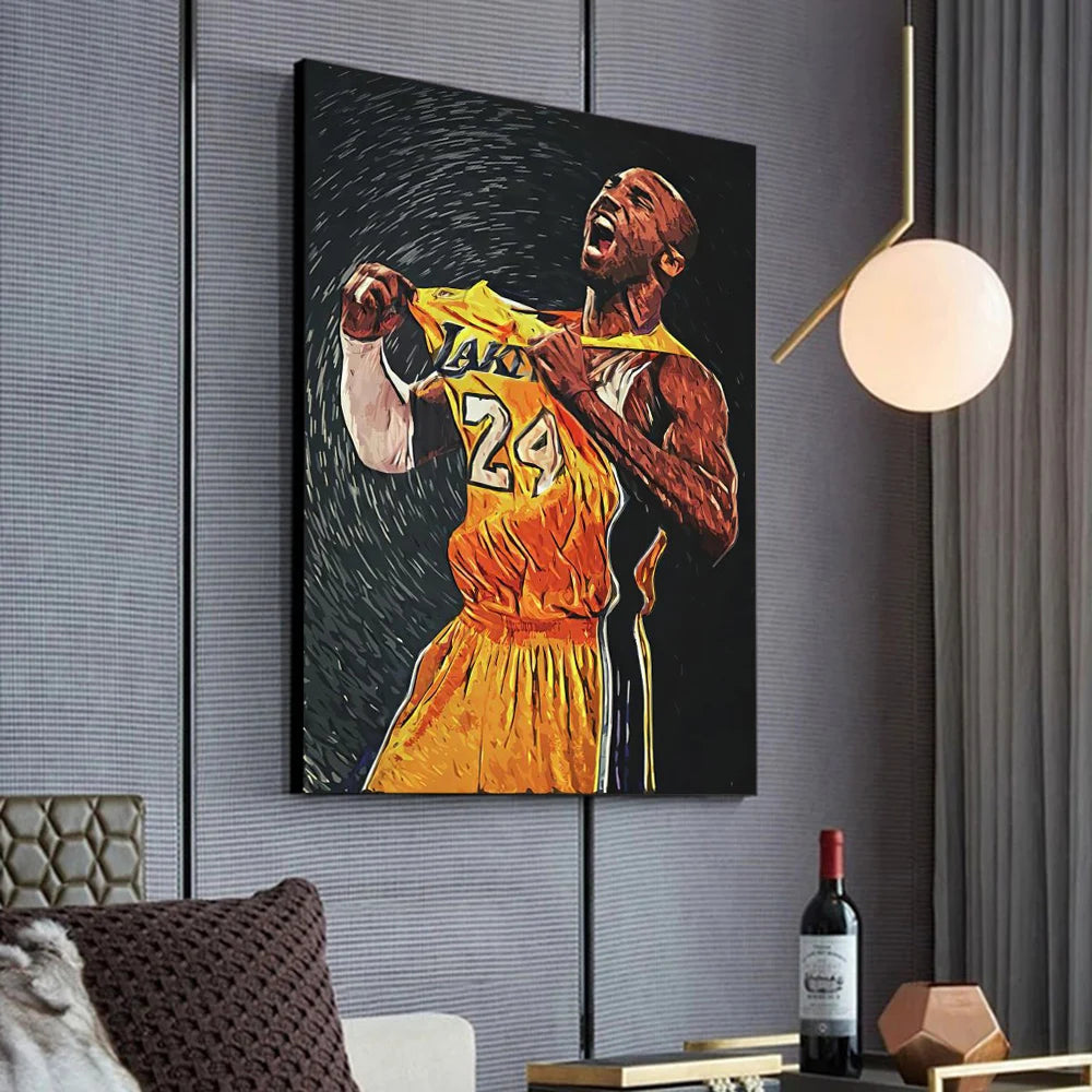World Basketball Celebrities Wall Art Poster Dunk Mural Modern Home Decor Canvas