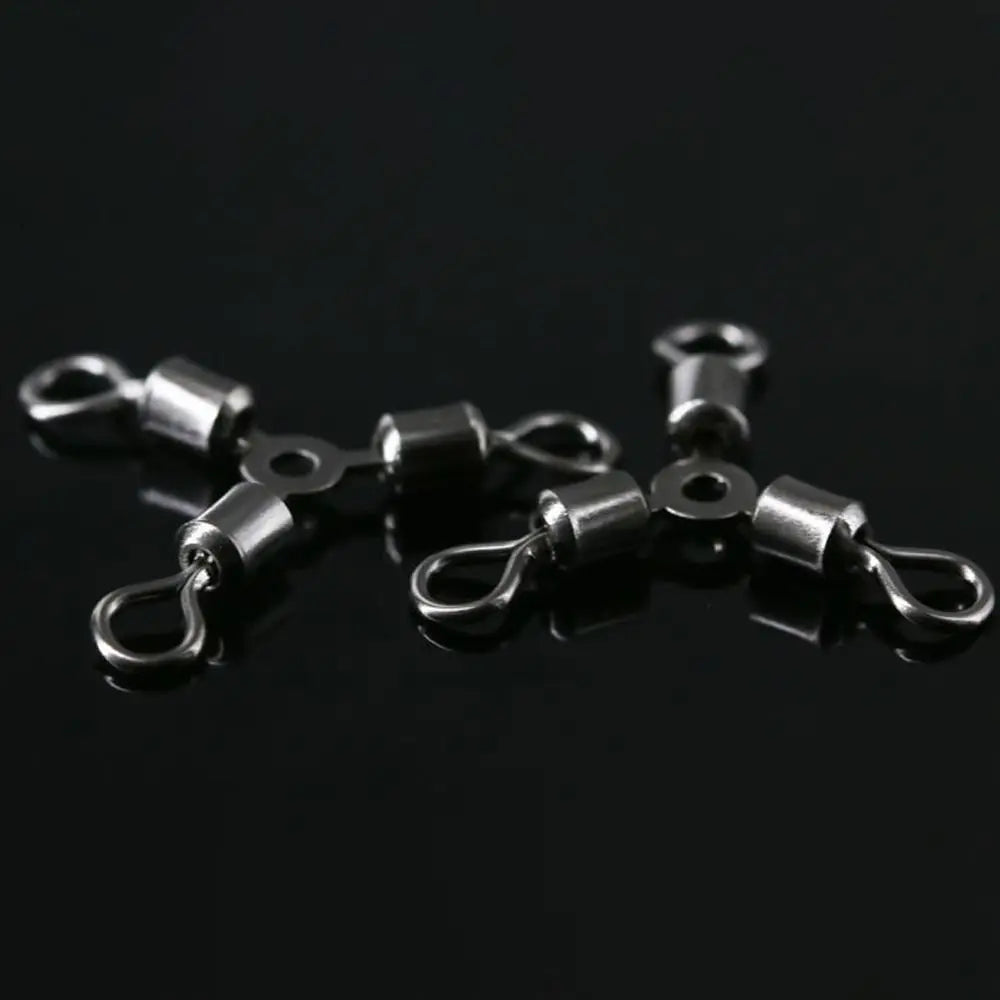 20Pcs/Lot Durable Stainless Steel Fishing Rolling Swivels Connector 3 Way Solid Rings