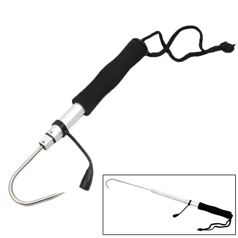 Telescopic Fish Gaff Hook,About 28-60cm Stainless Steel Ice Sea Fishing