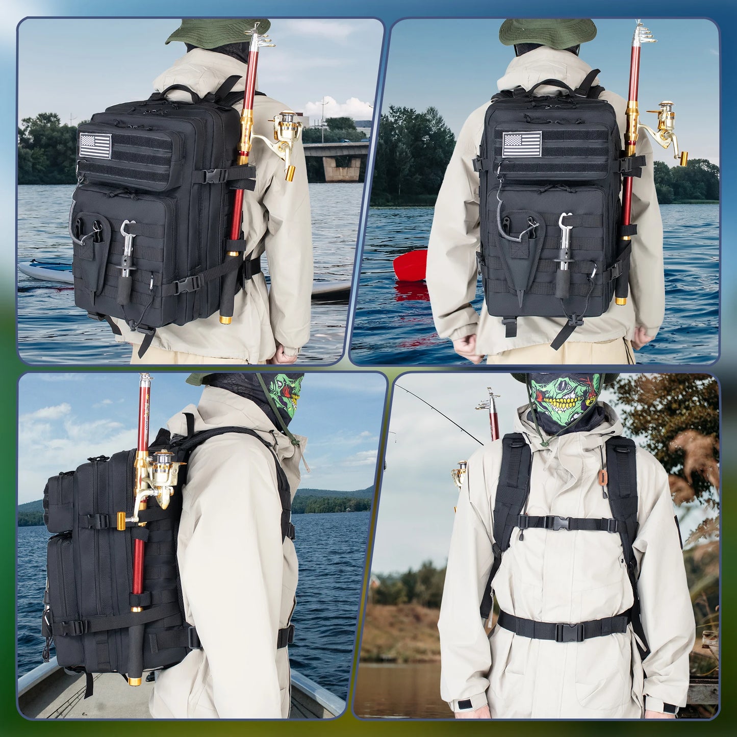 45L Fishing Hunting Bag Tactical Backpack Men's