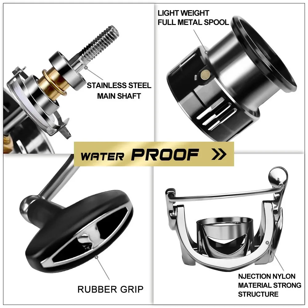 Spinning Reel 1000S 2000S 2500S 3000S CNC Metal Rocker Arm Casting  5.5:1 Gear Ratio 7+1BB Fishing Tackle