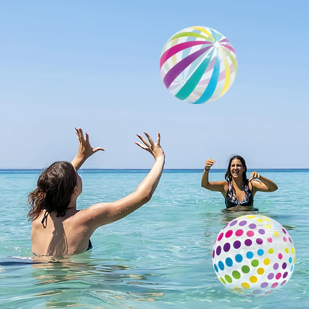 1pc 10.62-inch colored striped transparent  inflatable beach ball,
